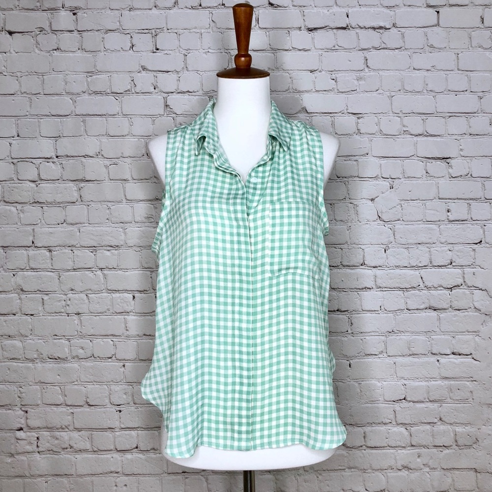 Copper Key Sleeveless Gingham Button Down